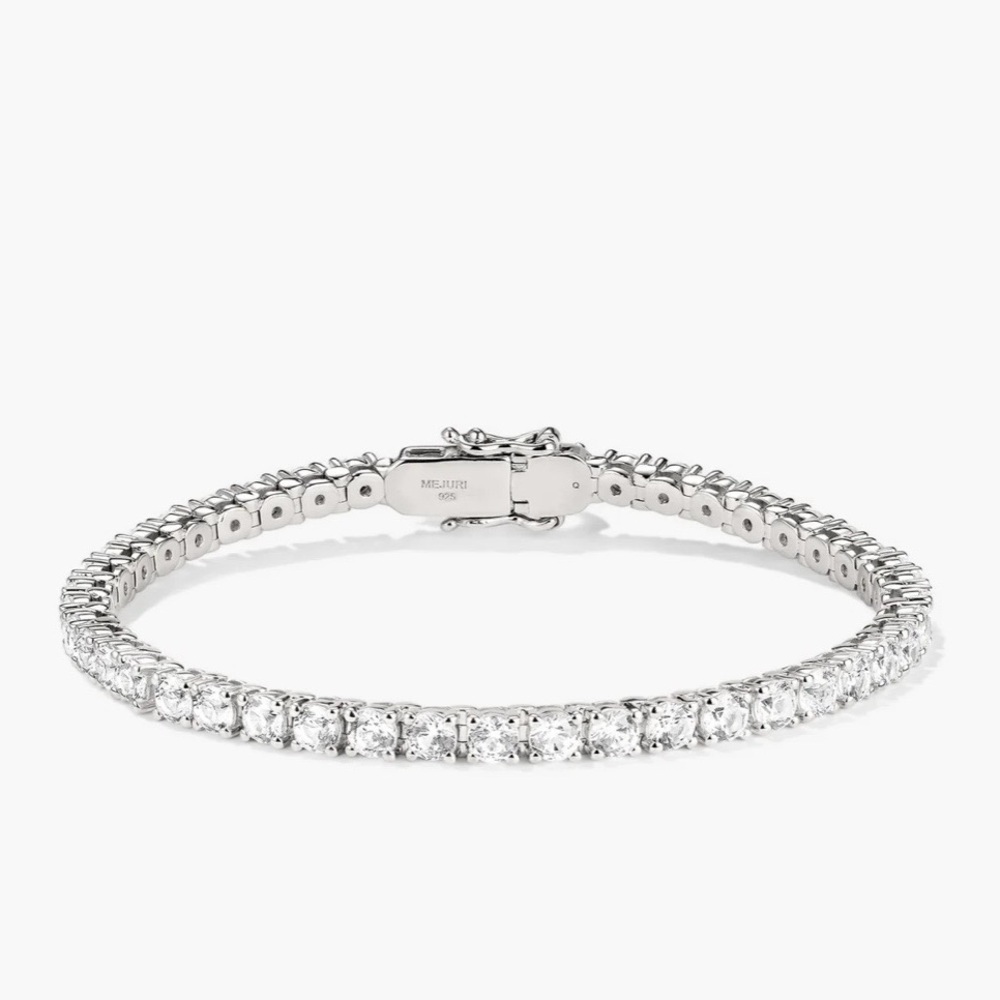 Mejuri White Sapphire & Sterling Silver Tennis Bracelet - 6”